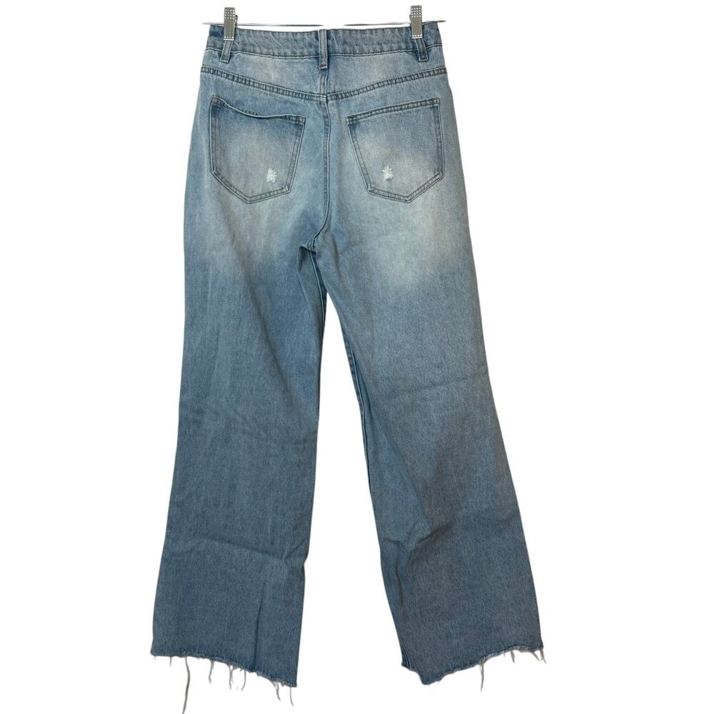 American Bazi Jeans Women's Size 7 Wide Leg Light Wash Ripped High Rise - Picture 8 of 8